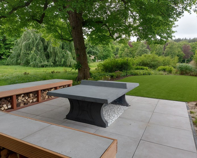 pingpongtafel in de tuin, tafeltennistafel buiten, pingpongtafel antraciet